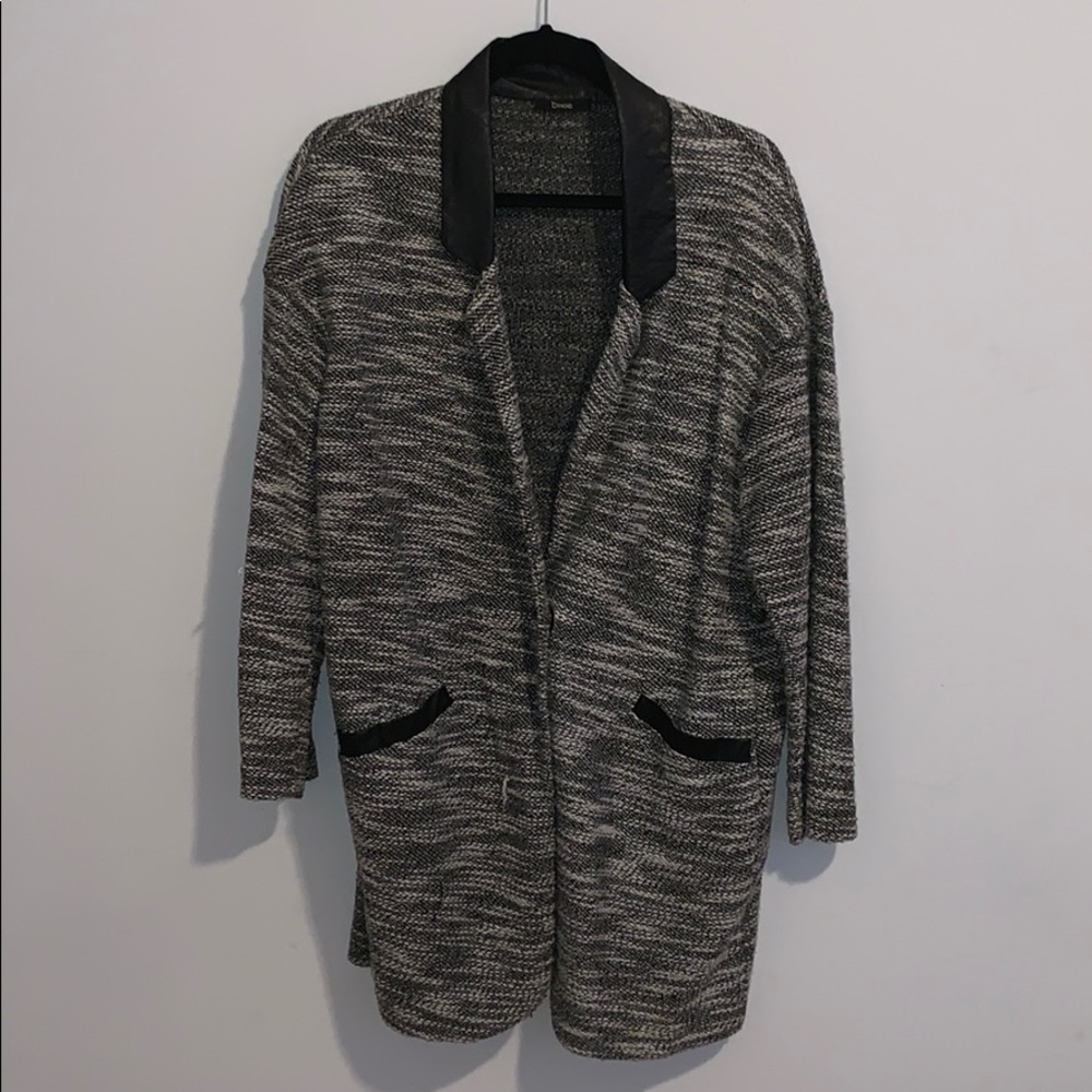 Dixie (Italy) knit blazer with pleather collar